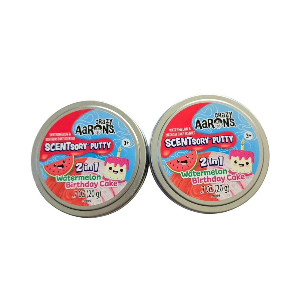 Crazy Aaron Scentsory Putty .7oz Pink New 2-in-1 Watermelon Birthday Cake 2pk